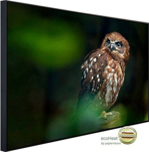 papermoon EcoHeat Infrarotheizung Brown Wood Owl, bunt mit Matt-Effekt, App-Steuerung und Überhitzungsschutz - Bild 1
