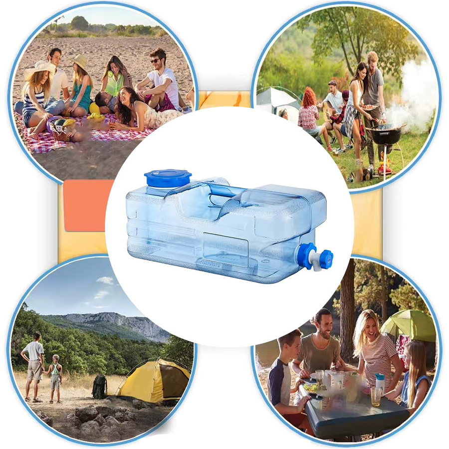 Camping-Wasserbehälter mit Wasserhahn und Träger, vielseitiger Wasserspender für Fahrzeug, Auto und Picknick, Volumen: 7,5–15 l - Bild 5