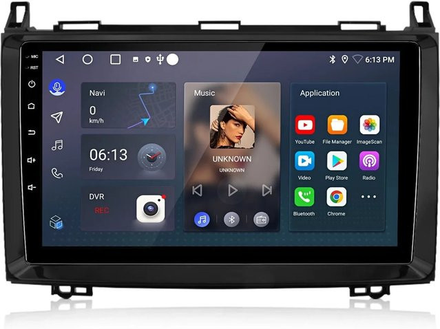 Junsun Autoradio für Mercedes Benz B200 W245 B160 B170 B180 W639 Vito in Schwarz mit 9,0 Zoll Display, Wi-Fi und USB-C - Bild 1