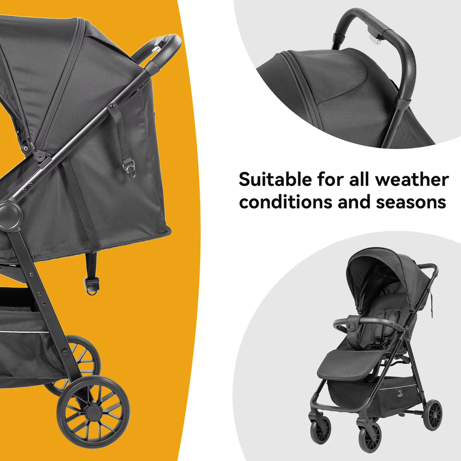 Magic ZC Reisebuggy Faltbarer Kinderwagen in Schwarz für Neugeborene und Kleinkinder mit Stoßdämpfer und drehbaren Vorderrädern - Bild 6