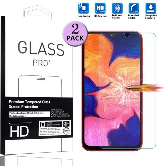 Samsung Galaxy A10 Schutzfolie aus gehärtetem Glas, 2 Stück, transparent, stoßfest und sturzsicher - Bild 1