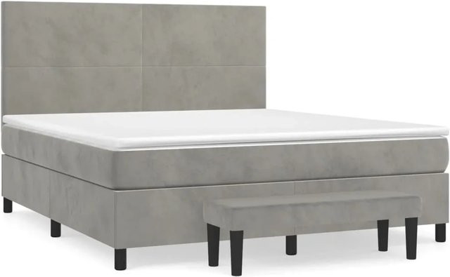 vidaXL Boxspringbett mit Matratze in Grau aus Samt, B/T: 180 x 200 cm - Bild 1