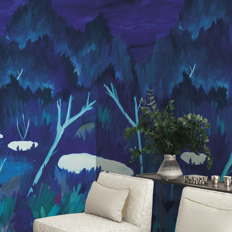 Nobilis Vliestapete Adryades Wandbild in Blau mit floralem Design - Bild 1