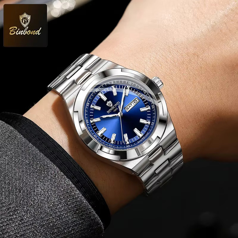 BINBOND Armbanduhr Quarz, Edelstahl, Blau, Herren - Bild 5