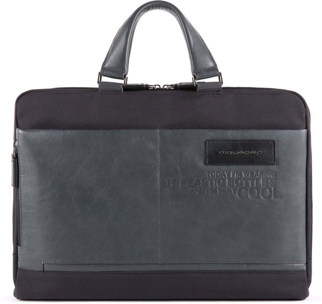 Piquadro Ade Laptoptasche für 15,6 Zoll aus recyceltem Stoff mit iPad-Fach in Schwarz - Bild 1