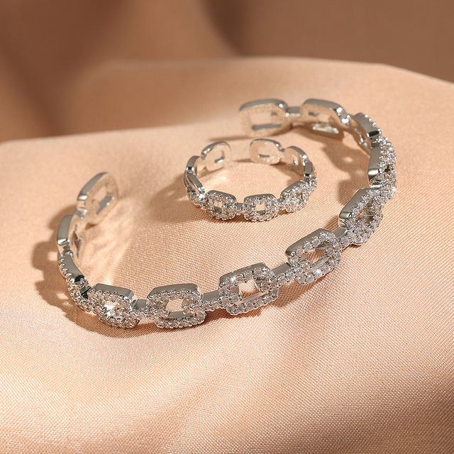 Yupsk Kettenarmband, 2-teilig, Silber, Zirkonia, Kristall, Damen - Bild 1