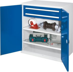 Kappes Schwerlastbeistellschrank Mod. 63 in Grau mit Doppelwandtüren, Regalböden, Schubladen und Schloss, H x B x T: 111 x 60 x 60 cm - Bild 1