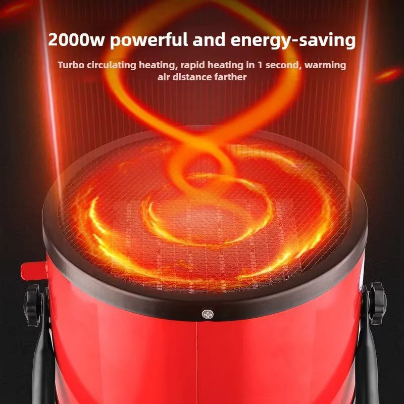 NOCCLILI Tragbarer elektrischer Fan-Heater mit 2000W, einstellbarem Thermostat, 2 Heizstufen und Lüftermodus in Rot - Bild 3