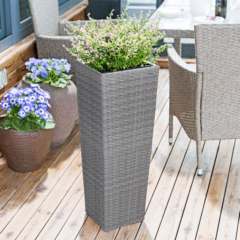 CASARIA Polyrattan Blumentopf 3er-Set Grau B/T/H: 30 x 30 x 80 cm - Bild 2
