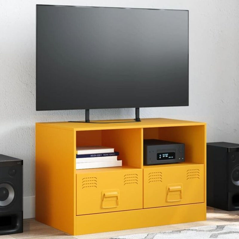 TV-Schrank aus Stahl in Gelb im Industrial-Design von vidaxl, B/T/H: 67 x 39 x 44 cm - Bild 1