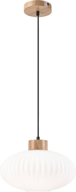 Lamkur Hängeleuchte Harmony in Weiß und Eiche mit Glas, B/H/T: 30 x 102 x 30 cm - Bild 1