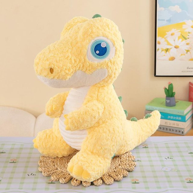 Großäugiger Tyrannosaurus Rex Plüschtier, Dinosaurier Puppe, gelb - Bild 1