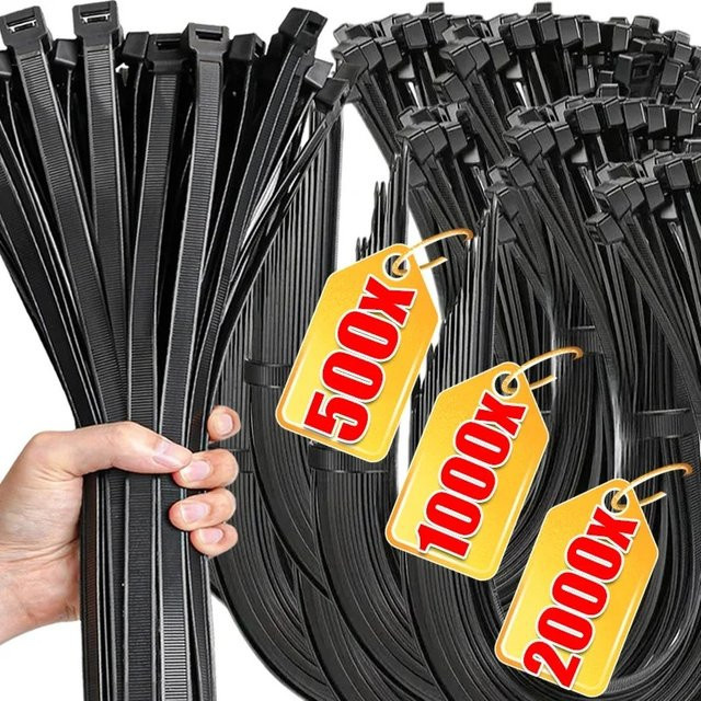 Selbstsichernde Nylon-Kabelbinder aus Kunststoff in Schwarz, verstellbare Kabelbefestigungsschlaufe für dein Home-Office, 150 cm Länge - Bild 1
