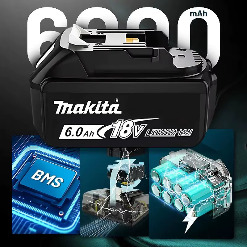 Makita Ersatz-Lithium-Akku 18V mit 6Ah in Schwarz für BL1830B BL1850B BL1850 BL1840 BL1860 BL1815 - Bild 2