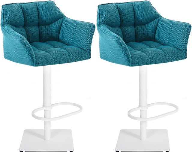 DELUKE 2er Set Barhocker SIHAR in Türkis, höhenverstellbare Barstühle mit Lehne und 360 Grad Drehbarkeit, B/T/H: 64 x 45 x 88 cm - Bild 1