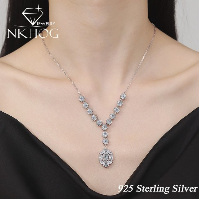 NKHOG Halskette Anhänger, Moissanit, 925 Silber, Damen - Bild 1