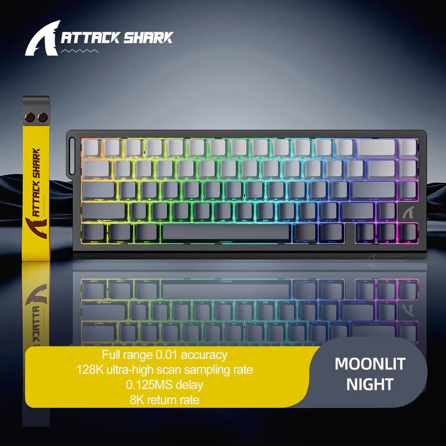ATTACK SHARK X68 HE Rapid Trigger Gaming Tastatur in Schwarz mit 8KHz Magnetischen Switches, 60 % Layout, RGB und Unterstützung für Snap Tap, DKS, MT und TGL - Bild 5