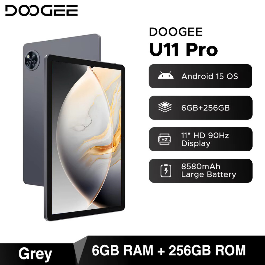 DOOGEE U11 Pro Tablet Globale Version, Grau, 11 Zoll HD 90Hz Display, 256GB Speicher, 6GB RAM, Android 16, Unisoc T720, 8580mAh Akku, Widevine L1 - Bild 3