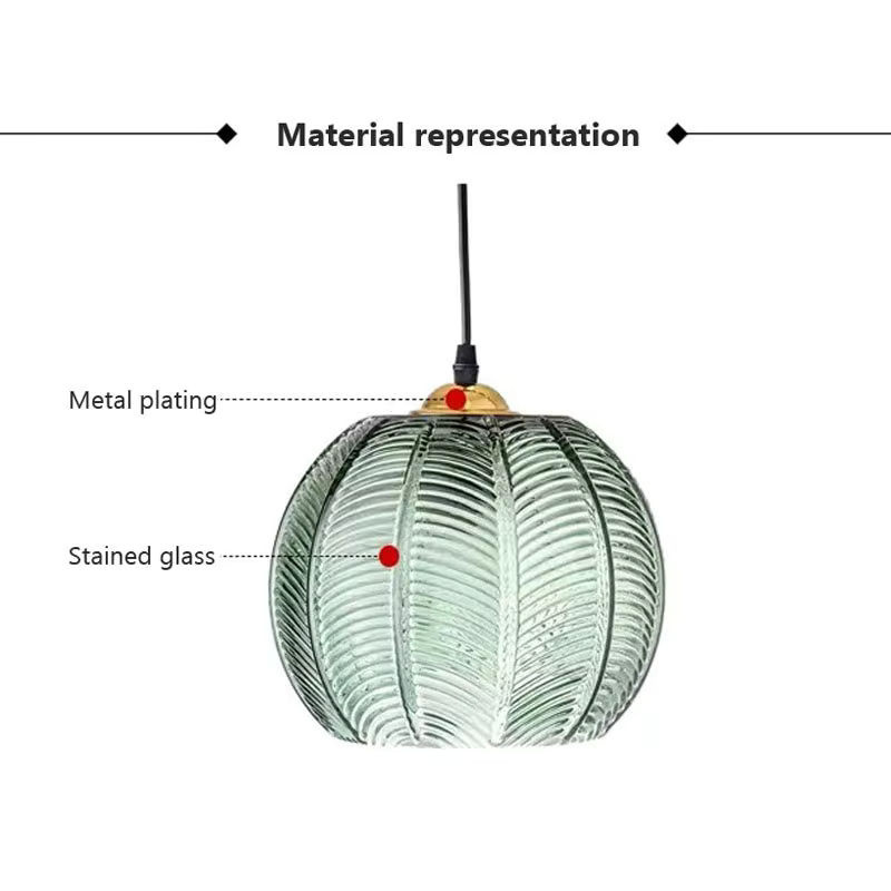 DARHYN Moderne Glas Pendelleuchte in Grün mit Blattmuster für Wohnzimmer, Esszimmer und Schlafzimmer - Bild 4