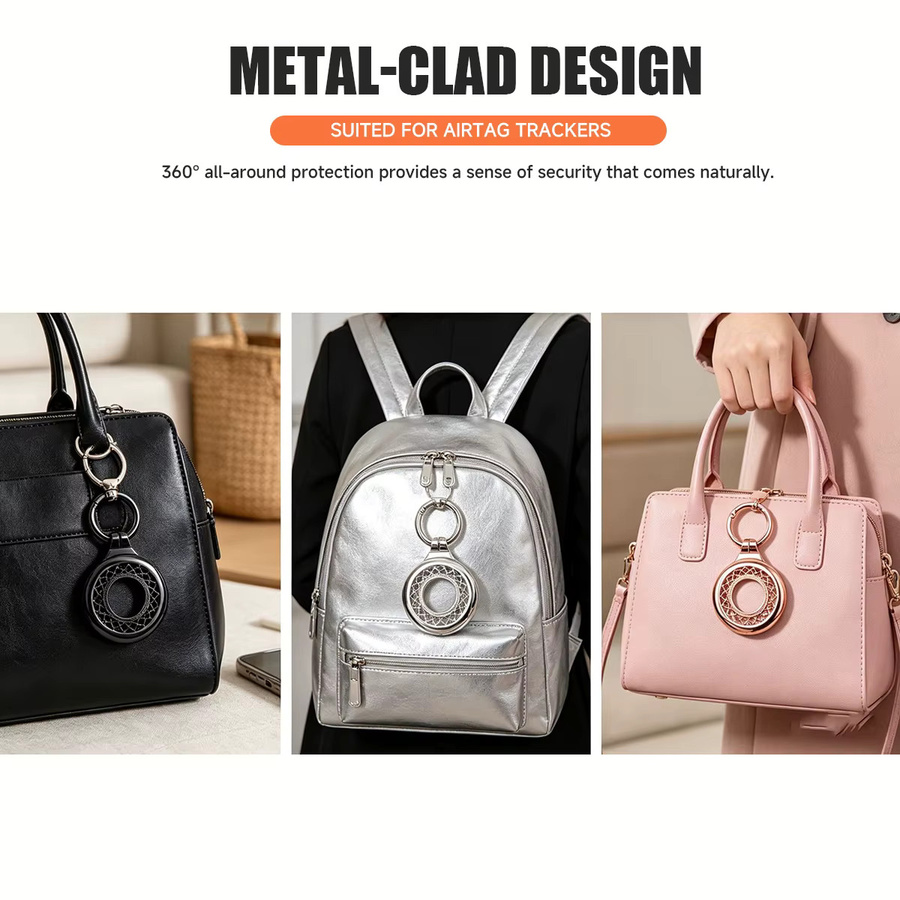 Apple AirTag Metall Schutzhülle mit Hohlraum- und Diamant-Design für Haustierhalsbänder, Taschen und Schlüsselanhänger - Bild 2
