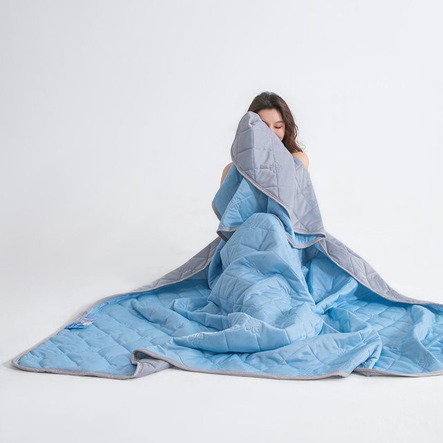 Lucky Pig Sommer Steppdecke aus Polyester in Azurblau, klimaregulierend, B/B: 100 x 150 cm - Bild 1