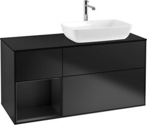 V&B Waschtischunterschrank Finion mit Wandbeleuchtung, Blau lackiert, Breite: 120 cm, Tiefe: 50,1 cm, Höhe: 50,1 cm - Bild 1