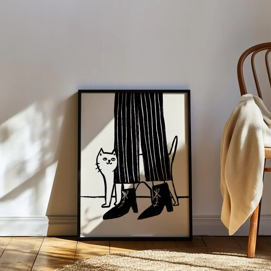 Moderne Wanddekoration von SHENCHEN mit Katzen- und Streifenmuster in Schwarz, rechteckig - Bild 5