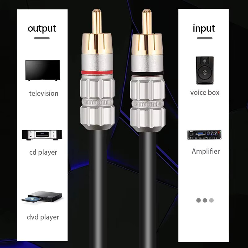 Yytcg Stereo-Audio Kabel RCA auf RCA mit vergoldeten Steckern für Heimkino und Verstärker, Farbe: Gold - Bild 4