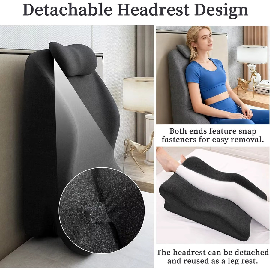 HGTUGO Ergonomisches Memory-Schaum Keilkissen in Grau zur Schmerzlinderung als Bauchlagekissen und Beinstützkissen - Bild 6