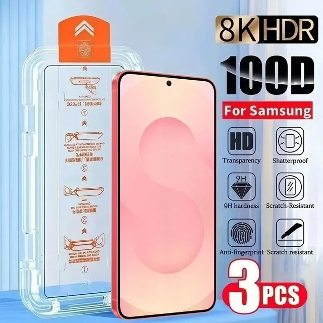 DIXSG 3er Pack Displayschutzfolie aus gehärtetem Glas für Samsung Galaxy S24, 8K Ultra HD, transparent, One Click Install - Bild 1