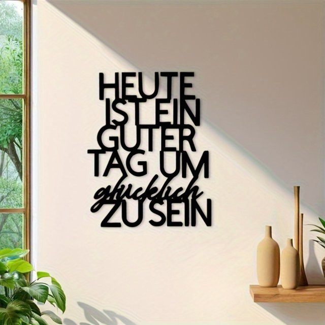CIFBUY Vintage Eisen-Wandkunst Heute ist ein glücklicher Tag in Schwarz, Metall-Wanddekoration mit Typografie für Innen und Außen, Breite: 20,32 cm, Höhe: 20,32 cm, Tiefe: 1,0 cm - Bild 1
