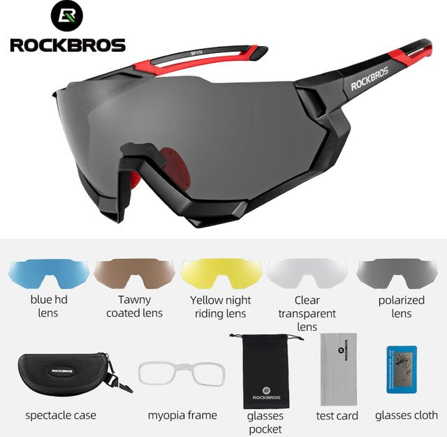 ROCKBROS Sportsonnenbrille, Vollrand, Black, Plastic, Wrap - Bild 1