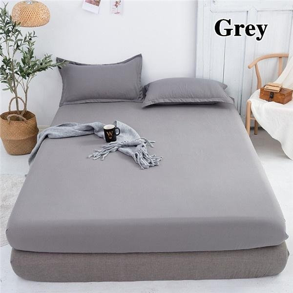 Wasserdichter Matratzenschoner mit Gummizug von Sufdarj Home Textiles, atmungsaktiver Spannbettlaken-Milbenschutz in Grau, B/T/H: 120 x 200 x 30 cm - Bild 1