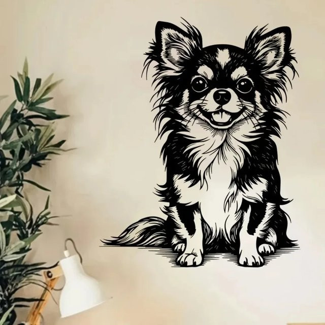 CIFBUY Chihuahua Metall-Wandkunst in Schwarz als dekorative Hundeskulptur - Bild 1