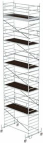 MUNK Rollgerüst aus Aluminium in Silber mit Fahrbalken und Doppel-Plattform, B: 135 cm, L: 300 cm, Plattformhöhe: 10,45 m - Bild 1