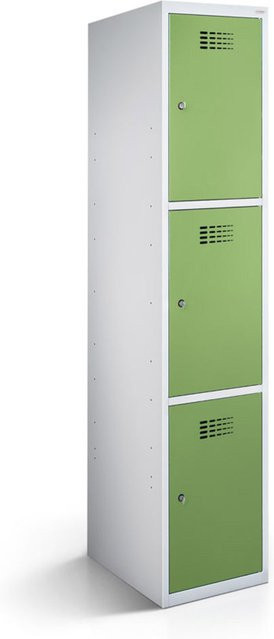 rotstahl Fächerschrank mit 3 Fächern in Hellgrün und lichtgrauem Korpus, B/T/H: 40 x 50 x 180 cm - Bild 1