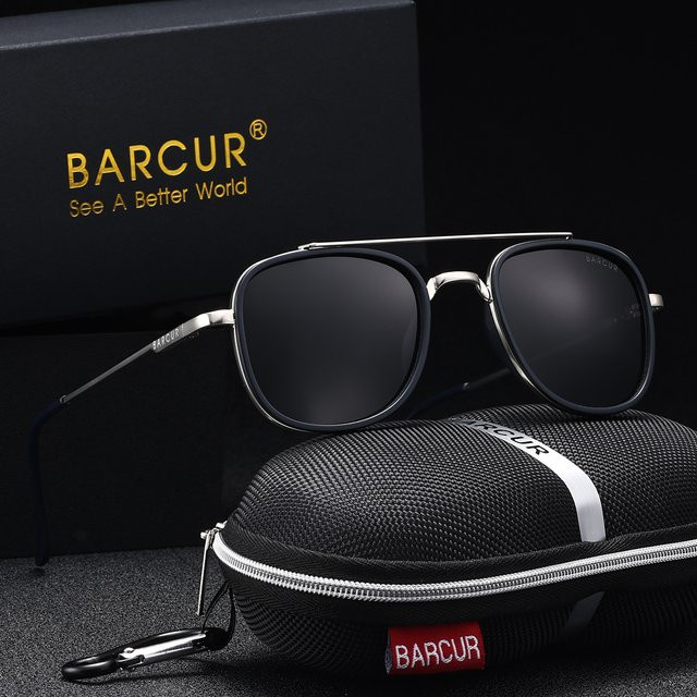 BARCUR Sonnenbrille, Vollrand, Square, Metall, black - Bild 1