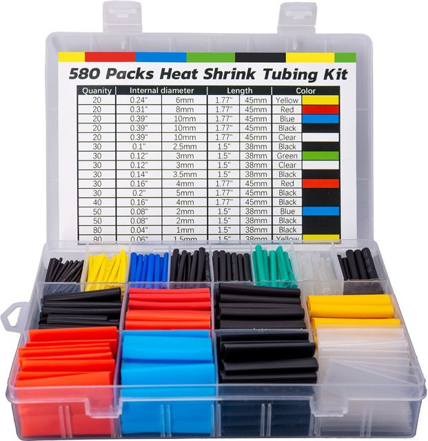 580/560-teiliges Schrumpfschlauch-Set aus EVA-Material in 6 Farben mit 11 Größen für elektrische Isolierung und Kabelverbindungen - Bild 1