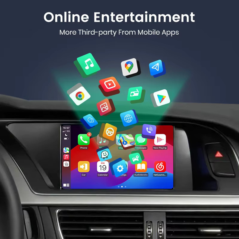 Junsun Wireless CarPlay und Android Auto Interface Decoder mit GPS, Bluetooth und Airplay für Audi Q5 S5 A4 B8 A5 (2009-2015) - Bild 4
