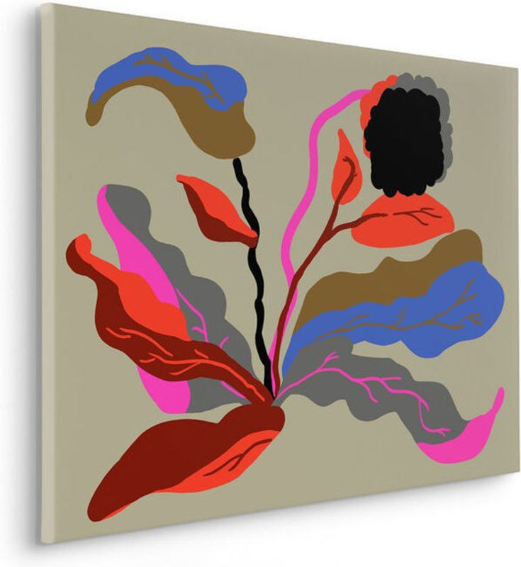 Komar Canvasbild Flirt - Mehrfarbiges Floral Abstract Wandbild in Orange - B/H: 90 x 90 cm - Bild 1