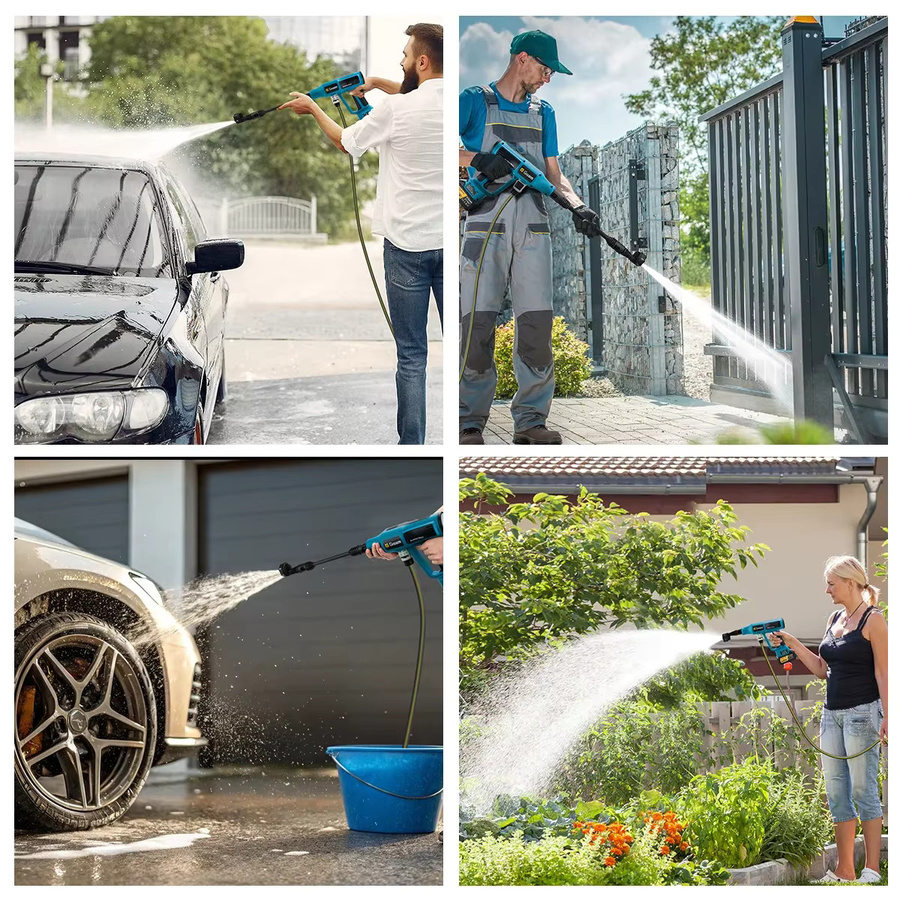 G Nadal 6in1 Hochdruck-Autowaschpistole mit 250 Bar und bürstenlosem Motor, elektrische Wasserwaschspritzpistole in Blau für Makita 18V LXT Akku - Bild 2