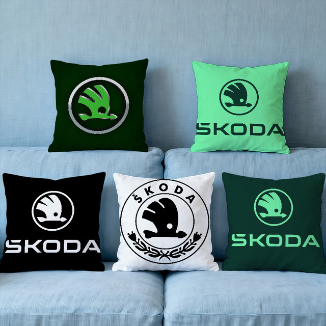 Dekorativer Skoda S-ES Kissenbezug für Auto und Sofa, Quadratisch, Grün, Breite: 40 cm x Tiefe: 40 cm x Höhe: 40 cm - Bild 1