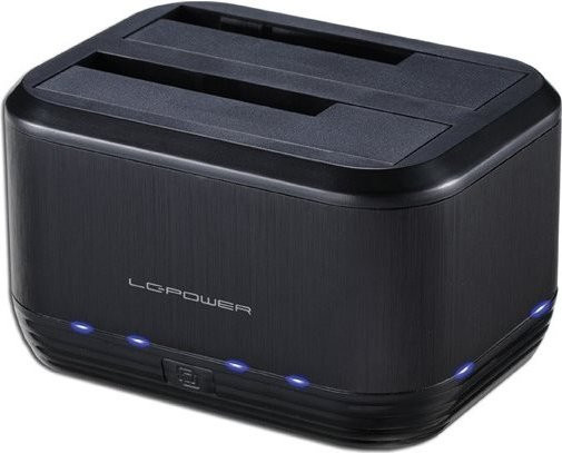 LC Power LC-DOCK-U3-III HDD-Dockingstation mit Klon-Funktion, 2 Buchten für 2.5 und 3.5 Zoll SATA, USB 3.0, Schwarz - Bild 1