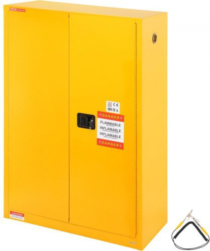 VEVOR Sicherheitsschrank für brennbare Flüssigkeiten aus Stahl, 170 L, Gelb, B/T/H: 42,9 x 18,1 x 165,61 cm - Bild 1