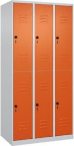 C+P Doppelstock-Spind Classic PLUS mit 3 Abteilen, Stahlkonstruktion, Lichtgrau, H x B x T: 185 x 90 x 50 cm - Bild 1