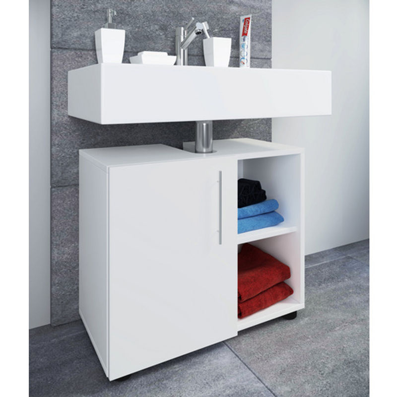 VCM Waschbeckenunterschrank Flandu in Weiss mit offenen Regalfächern, B/H/T: 29,6 x 50,7 x 60,2 cm - Bild 3