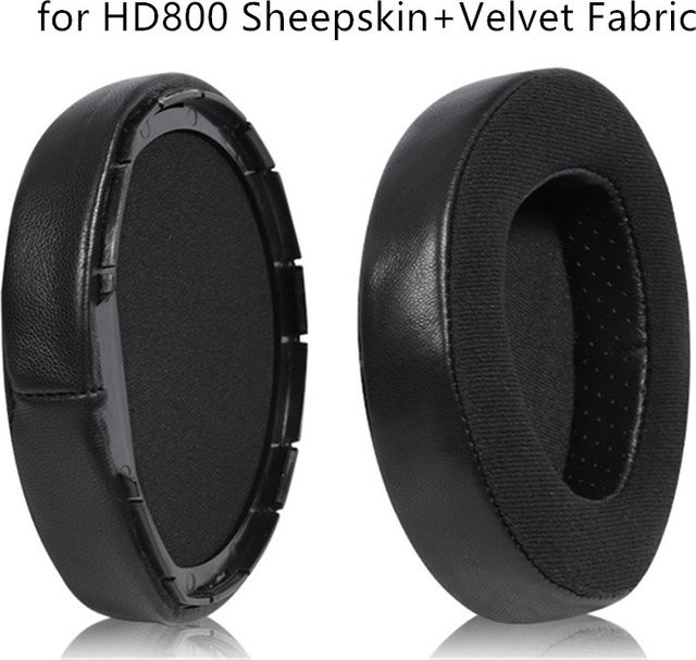 NUNUVV Weiche Schaum Ohrpolster aus Proteinleder und Schaffell für Sennheiser HD800 und HD800S in Schwarz - Bild 1