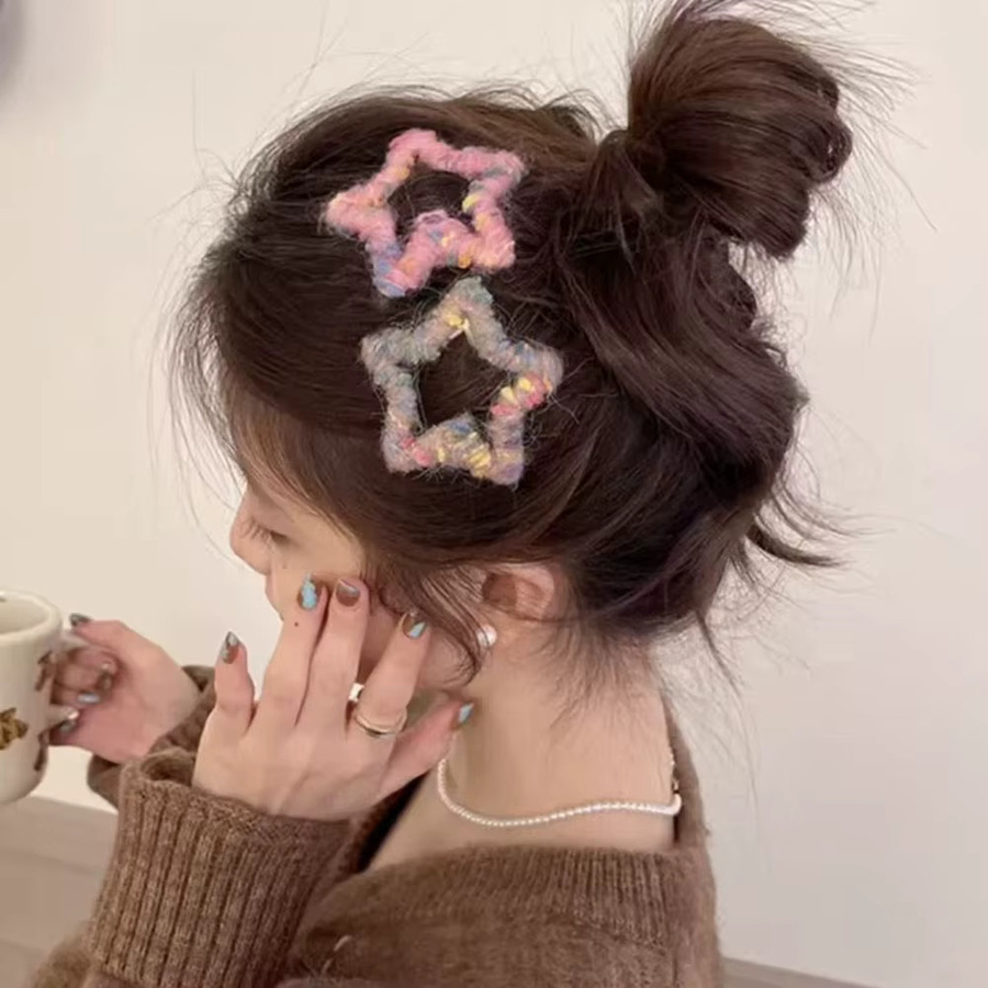 Stern-Haarspangen, bunte Strick-Haarspangen, Mädchen - Bild 5