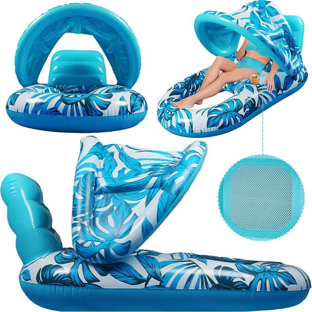 APWIKOGER Aufblasbare Strandliege mit Sonnenschirm und Wasserschlafbett aus PVC für Outdoor und Schwimmen - Bild 1