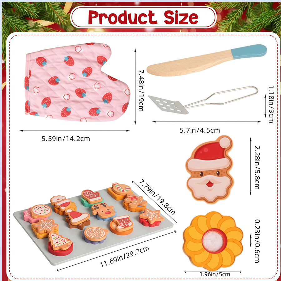 BizyKoady Weihnachts Cookie Spielset aus Holz in Mehrfarbig für Kinder zum Lernen und Backen - Bild 3
